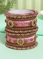   Wedding Wear  Pink Color Thread Bangle Set:-2.4,2.6,2.8